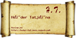 Héder Tatjána névjegykártya